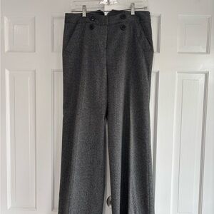 Larry Levine Wide Leg Charcoal Herringbone trouser pant.